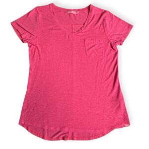 PRANA Women’s Reddish Pink Short Sleeve V-Neck Tee T-Shirt Size Small